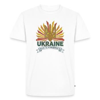 T-shirt ukrainien Trident Sunrise - T-shirt Premium bio Homme - blanc - Devant - Nico (187cm)