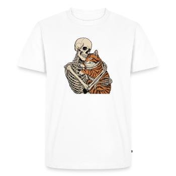 Chat squelette câlin — Chat effrayant Câlin squelette - T-shirt Premium bio Homme - blanc - Devant - Nico (187cm)