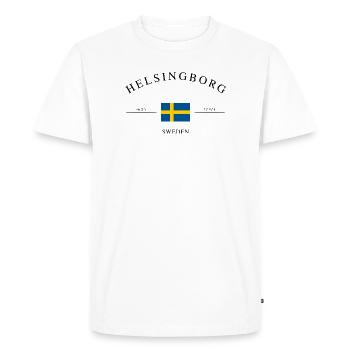 Helsingborg, Suède – Souvenir et cadeau des Fêtes - T-shirt Premium bio Homme - blanc - Devant - Nico (187cm)
