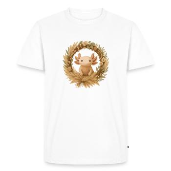 Axolotl in Boho Wreath – Nature & Christmas - Men's Premium Organic T-Shirt - white - Front - Nico (187cm)