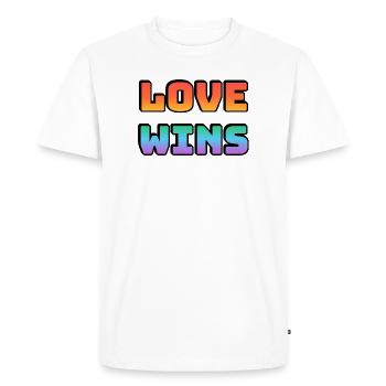Love Wins Gradient Rainbow Letters - Men's Premium Organic T-Shirt - white - Front - Nico (187cm)