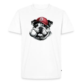 Bouledogue anglais Baseball Chien - T-shirt Premium bio Homme - blanc - Devant - Nico (187cm)