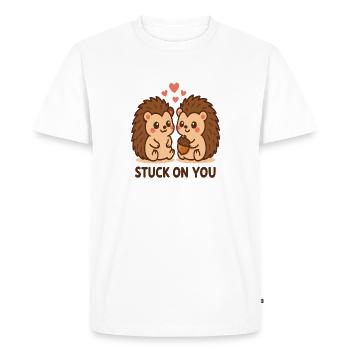 Cuddly hedgehogs in love - Men's Premium Organic T-Shirt - white - Front - Nico (187cm)