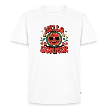 Happy Watermelon Summer Fun With - Men's Premium Organic T-Shirt - white - Front - Nico (187cm)