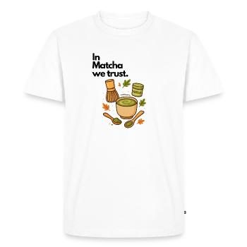 Dans le Matcha, nous faisons confiance à Ritual Green - T-shirt Premium bio Homme - blanc - Devant - Nico (187cm)