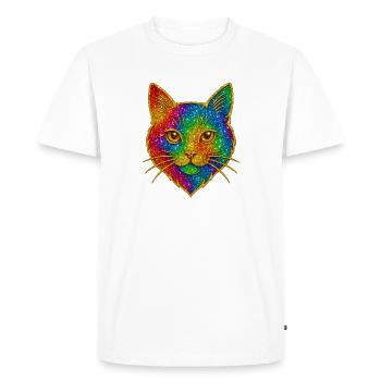 Arc en ciel chat or scintillant contour - T-shirt Premium bio Homme - blanc - Devant - Nico (187cm)