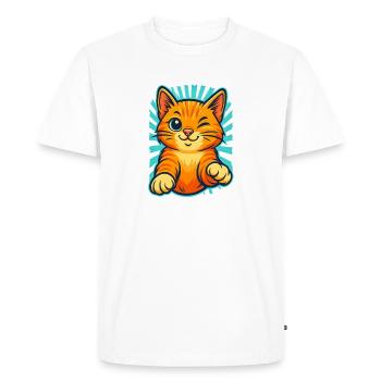 Clin d’œil Orange Chaton, Amour Chats - T-shirt Premium bio Homme - blanc - Devant - Nico (187cm)