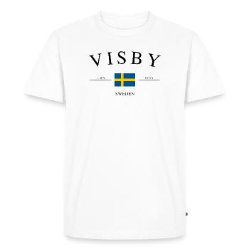 Visby, Suède – Souvenir et cadeau de vacances - T-shirt Premium bio Homme - blanc - Devant - Nico (187cm)