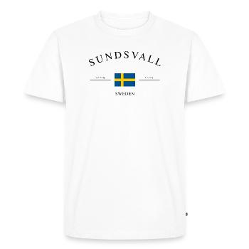 Sundsvall, Suède – Souvenir et cadeau de vacances - T-shirt Premium bio Homme - blanc - Devant - Nico (187cm)
