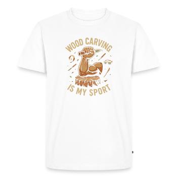 La sculpture sur bois est mon sport - T-shirt Premium bio Homme - blanc - Devant - Nico (187cm)