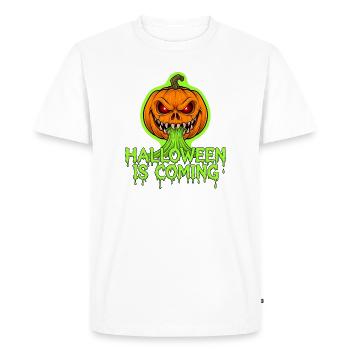Halloween is coming: Spooky pumpkin with neon slime - Men's Premium Organic T-Shirt - white - Front - Nico (187cm)