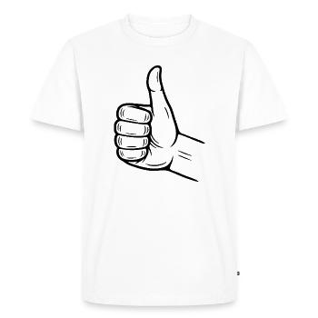 Signe de la main du pouce levé – symbole du pouce levé - T-shirt Premium bio Homme - blanc - Devant - Nico (187cm)