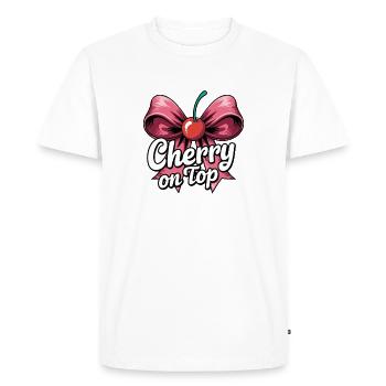 Cherry On Top Bow Illustration - Men's Premium Organic T-Shirt - white - Front - Nico (187cm)