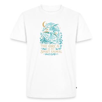 Ne vous inquiétez pas, nous avons vérifié - pas plat - T-shirt Premium bio Homme - blanc - Devant - Nico (187cm)