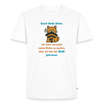 Chats Wi-Fi Détox Dessin animé Humour Amusant Design - T-shirt Premium bio Homme - blanc - Devant - Nico (187cm)