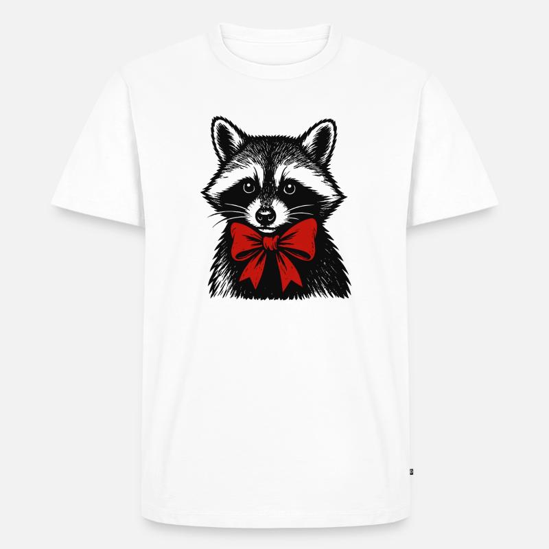 Weihnachts Waschbär mit Schleife - Männer Premium Bio T-Shirt - Weiß