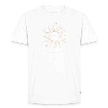 Golden Fine Line Sun 777 – Good Luck Awaits - Men's Premium Organic T-Shirt - white - Front - Nico (187cm)