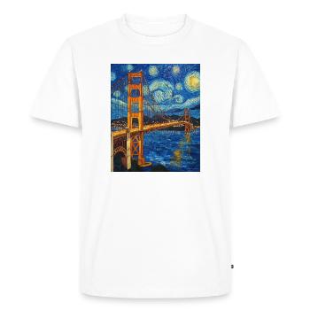 Pont du Golden Gate de San Francisco à la Van Gogh - T-shirt Premium bio Homme - blanc - Devant - Nico (187cm)