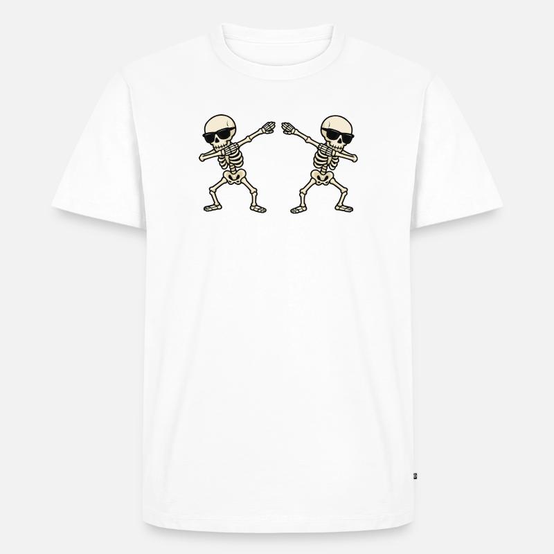 Duo di danza scheletro con occhiali da sole - Maglietta ecologica premium da uomo - bianco