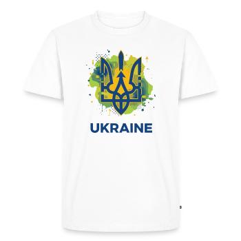 Écusson du trident ukrainien - T-shirt Premium bio Homme - blanc - Devant - Nico (187cm)