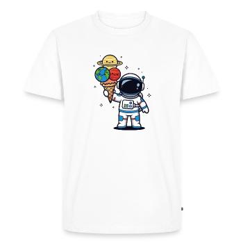 Astronaut Artwork Food Space Humor - Men's Premium Organic T-Shirt - white - Front - Nico (187cm)