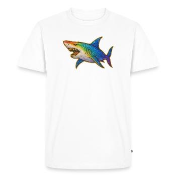 Rainbow Glitter Shark Motif - Men's Premium Organic T-Shirt - white - Front - Nico (187cm)