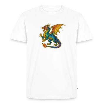 Rainbow Glitter Dragon - Men's Premium Organic T-Shirt - white - Front - Nico (187cm)