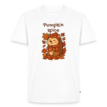 Assaisonnement à la citrouille hérisson avec tasse chaude Épice de citrouille - T-shirt Premium bio Homme - blanc - Devant - Nico (187cm)