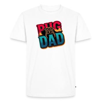 Papa carlin style rétro, papa chien - T-shirt Premium bio Homme - blanc - Devant - Nico (187cm)