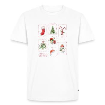 Watercolor Christmas: Ho Ho Ho Festive - Men's Premium Organic T-Shirt - white - Front - Nico (187cm)
