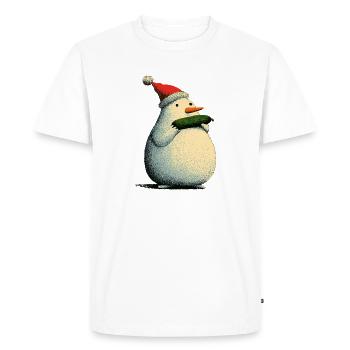 Bonhomme de neige de Noël au concombre - T-shirt Premium bio Homme - blanc - Devant - Nico (187cm)