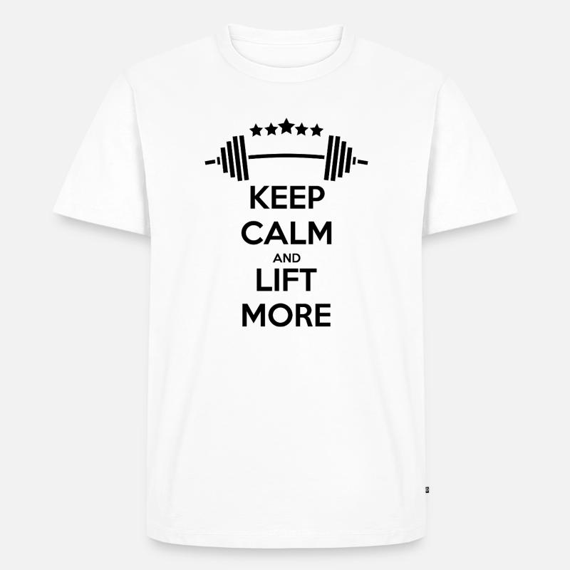 Keep Calm GYM: Kraft & Motivation - Männer Premium Bio T-Shirt - Weiß