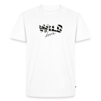 Wild Born Zebra Stripe Logo - Men's Premium Organic T-Shirt - white - Front - Nico (187cm)