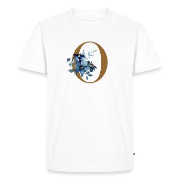 Floral O – Lettre dorée avec des fleurs - T-shirt Premium bio Homme - blanc - Devant - Nico (187cm)