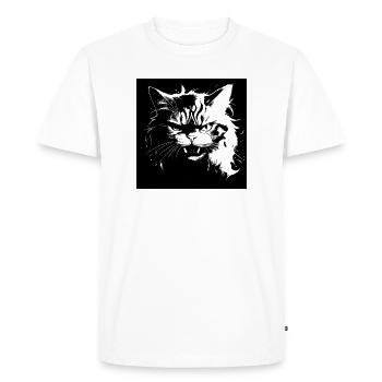 Chat en colère - T-shirt Premium bio Homme - blanc - Devant - Nico (187cm)