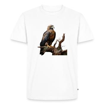 Aigle impérial sur branche moussue - T-shirt Premium bio Homme - blanc - Devant - Nico (187cm)