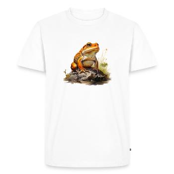 Orange-red frog or toad on stone - Men's Premium Organic T-Shirt - white - Front - Nico (187cm)