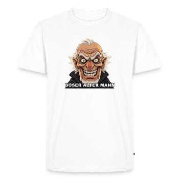 Caricature du vieil homme en colère - T-shirt Premium bio Homme - blanc - Devant - Nico (187cm)