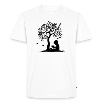 Child Reading Under Tree - Men's Premium Organic T-Shirt - white - Front - Nico (187cm)