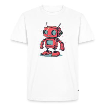 Autocollant de dessin animé de robot rétro - T-shirt Premium bio Homme - blanc - Devant - Nico (187cm)