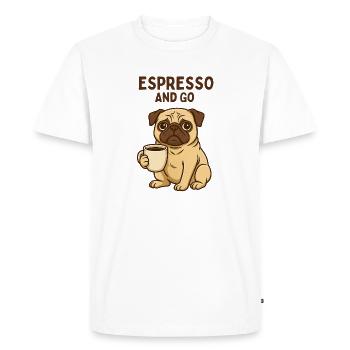 Espresso et Go Pug motif chien café design - T-shirt Premium bio Homme - blanc - Devant - Nico (187cm)