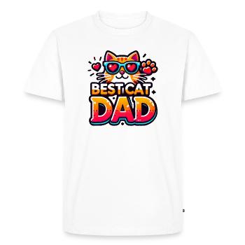 Best Cat Dad, Father Loves Cats  - Men's Premium Organic T-Shirt - white - Front - Nico (187cm)