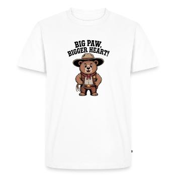 Big Bear Cowboy with Heart - Men's Premium Organic T-Shirt - white - Front - Nico (187cm)