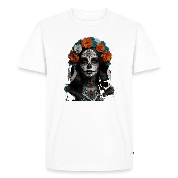 Couronne de fleur de crâne en sucre - T-shirt Premium bio Homme - blanc - Devant - Nico (187cm)