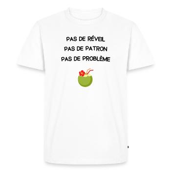 Pas de réveil, pas de patron,... humour retraite - Men's Premium Organic T-Shirt - white - Front - Nico (187cm)