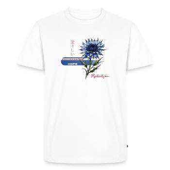 Blue Bloom Hope - Men's Premium Organic T-Shirt - white - Front - Nico (187cm)