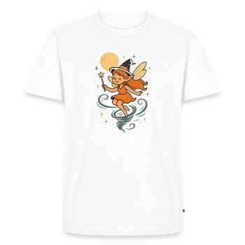 Fée magique de la lune dans le tour de sorcière - T-shirt Premium bio Homme - blanc - Devant - Nico (187cm)