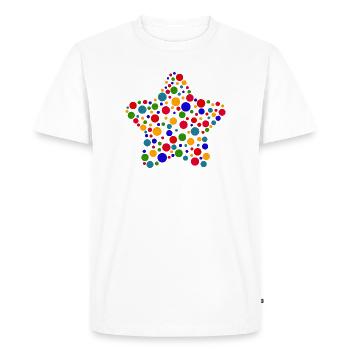 T-shirt étoile tachetée | Graphique de points colorés - T-shirt Premium bio Homme - blanc - Devant - Nico (187cm)