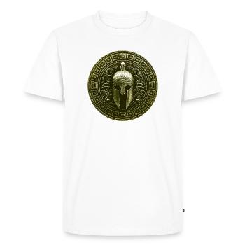 Spartan Helmet Mythology Gladiator - Men's Premium Organic T-Shirt - white - Front - Nico (187cm)