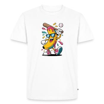 Banane de dessin animé jouant au baseball - T-shirt Premium bio Homme - blanc - Devant - Nico (187cm)